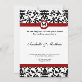 Black & White Damask Wedding Kaart (Voorkant)