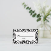 Black White Damask Wedding Place Cards Elegant Plaatskaartje (Staand voorkant)