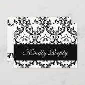 Black White Damask Wedding RSVP (Voorkant / Achterkant)