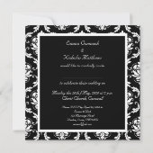 Black White Damask Wedding Uitnodiging (Achterkant)