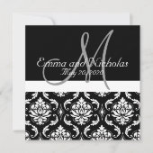 Black White Damask Wedding Uitnodiging (Voorkant)