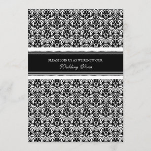 Black White Damask Wedding Vow Renewal Uitnodiging