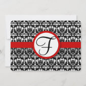 Black & White Damask Your Photo Wedding Invitation Kaart (Achterkant)