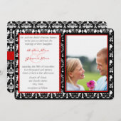 Black & White Damask Your Photo Wedding Invitation Kaart (Voorkant / Achterkant)