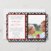 Black & White Damask Your Photo Wedding Invitation Kaart (Voorkant)