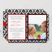 Black & White Damask Your Photo Wedding Invitation Kaart (Voorkant / Achterkant)