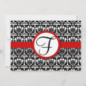 Black & White Damask Your Photo Wedding Invitation Kaart (Achterkant)