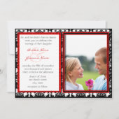 Black & White Damask Your Photo Wedding Invitation Kaart (Voorkant)