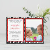 Black & White Damask Your Photo Wedding Invitation Kaart (Staand voorkant)
