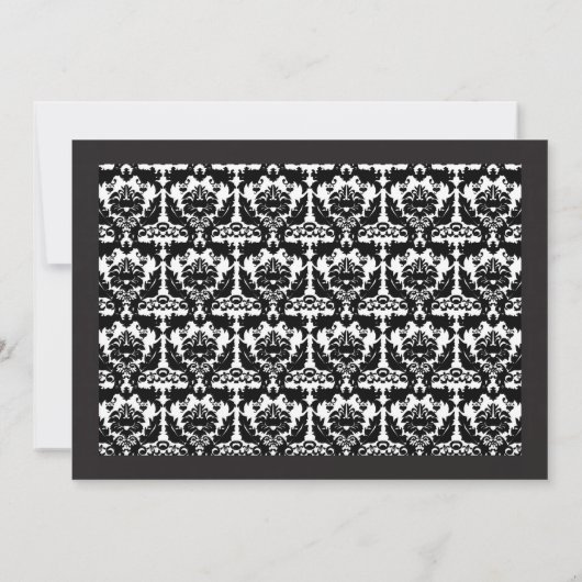 Black & White Damask Your Photo Wedding Invitation Kaart (Achterkant)