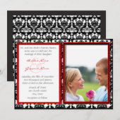 Black & White Damask Your Photo Wedding Invitation Kaart (Voorkant / Achterkant)
