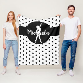 Black White Dance Ballerina Gymnastics Name Fleece Deken