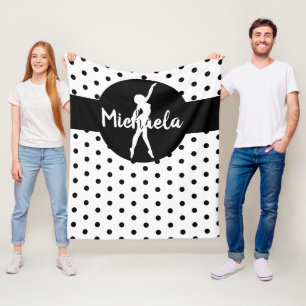 Black White Dance Ballerina Gymnastics Name Fleece Deken