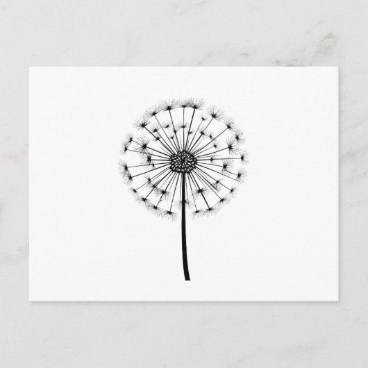 Black White Dandelion Line Art Briefkaart (Voorkant)