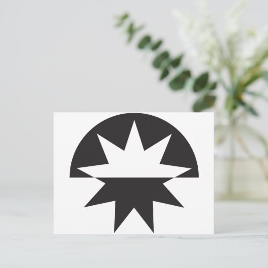 Black White Deco Star Sunburst Briefkaart (Staand voorkant)