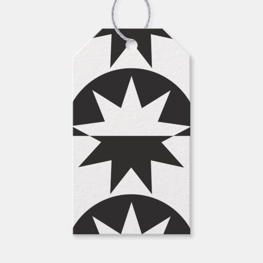 Black White Deco Star Sunburst Cadeaulabel (Voorkant)