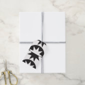 Black White Deco Star Sunburst Cadeaulabel (Met Touw)