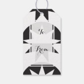 Black White Deco Star Sunburst Cadeaulabel (Achterkant)