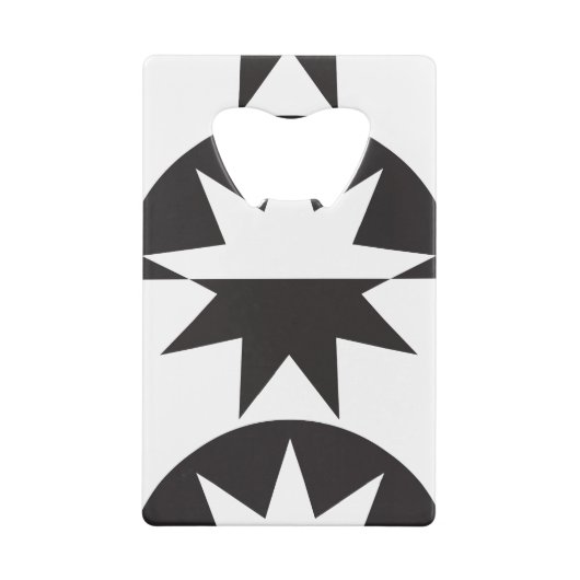 Black White Deco Star Sunburst Creditkaart Flessenopener (Achterkant)