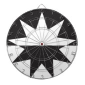 Black White Deco Star Sunburst Dartbord (Voorkant)