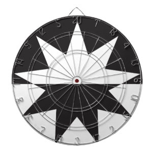 Black White Deco Star Sunburst Dartbord