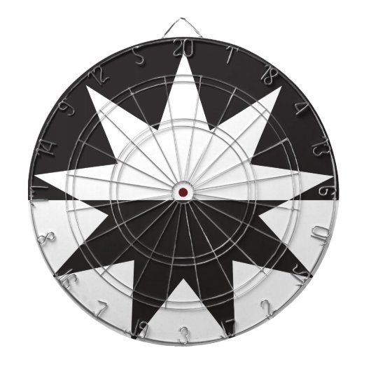 Black White Deco Star Sunburst Dartbord (Voorkant)