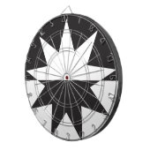 Black White Deco Star Sunburst Dartbord (Voorkant Rechts)