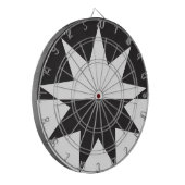 Black White Deco Star Sunburst Dartbord (Voorkant Links)