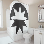 Black White Deco Star Sunburst Douchegordijn (In situ)
