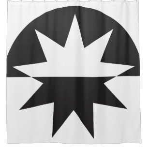 Black White Deco Star Sunburst Douchegordijn