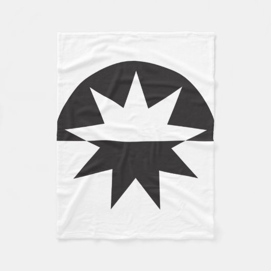 Black White Deco Star Sunburst Fleece Deken (Voorkant)