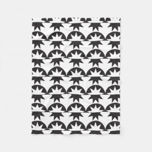 Black White Deco Star Sunburst Fleece Deken