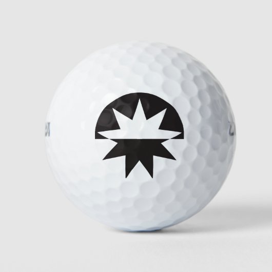 Black White Deco Star Sunburst Golfballen (Voorkant)