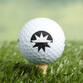 Black White Deco Star Sunburst Golfballen (Insitu Shirt)