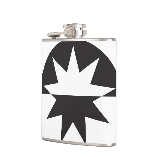 Black White Deco Star Sunburst Heupfles (Links)