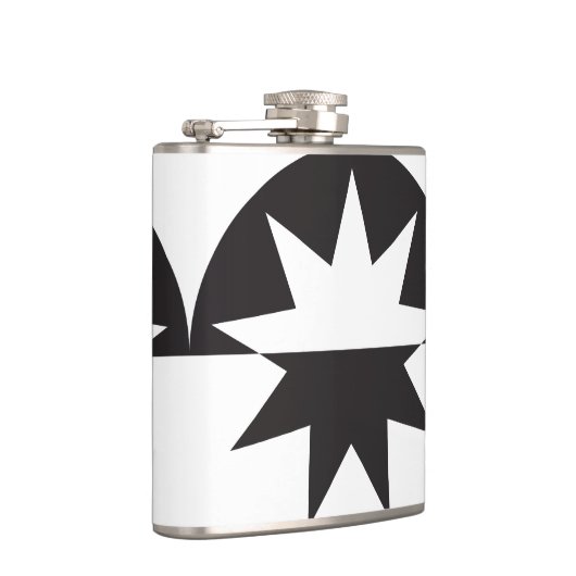 Black White Deco Star Sunburst Heupfles (Rechts)