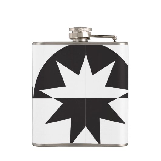 Black White Deco Star Sunburst Heupfles (Achterkant)