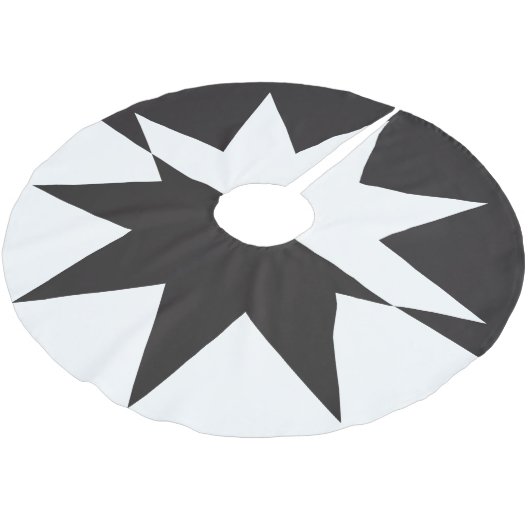Black White Deco Star Sunburst Kerstboom Rok (Gekanteld)