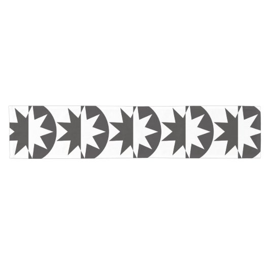 Black White Deco Star Sunburst Korte Tafelloper (Horizontaal)