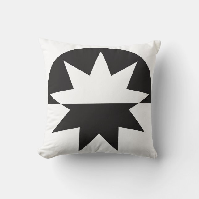 Black White Deco Star Sunburst Kussen (Voorkant)