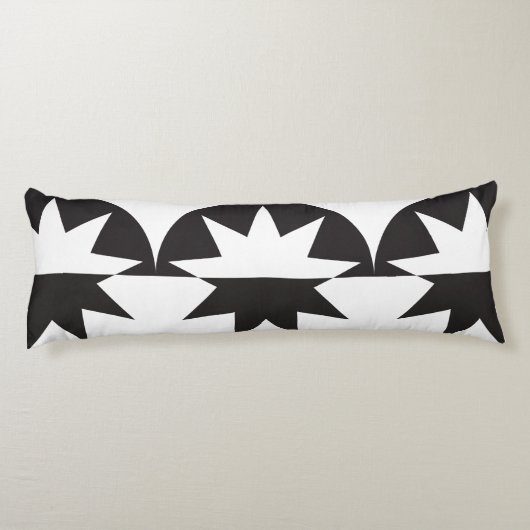 Black White Deco Star Sunburst Lichaamskussen (Achterkant)