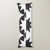 Black White Deco Star Sunburst Lichaamskussen (Achterkant (Verticaal))