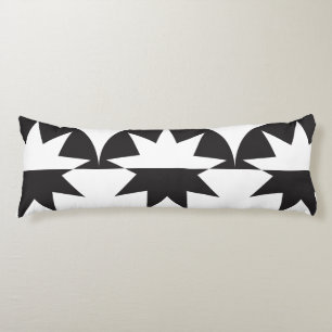 Black White Deco Star Sunburst Lichaamskussen
