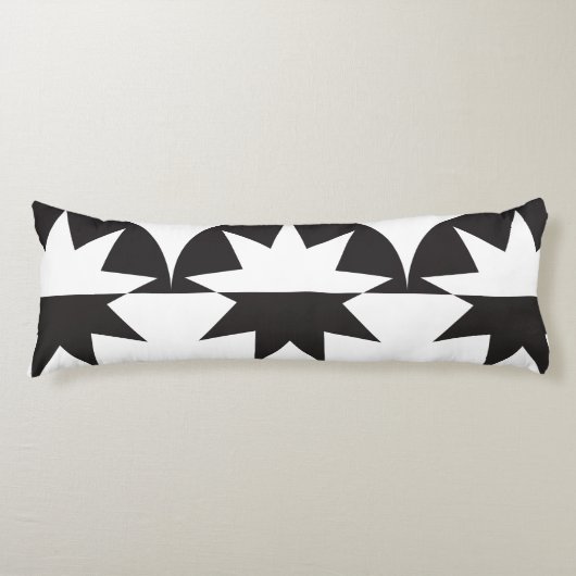 Black White Deco Star Sunburst Lichaamskussen (Voorkant)