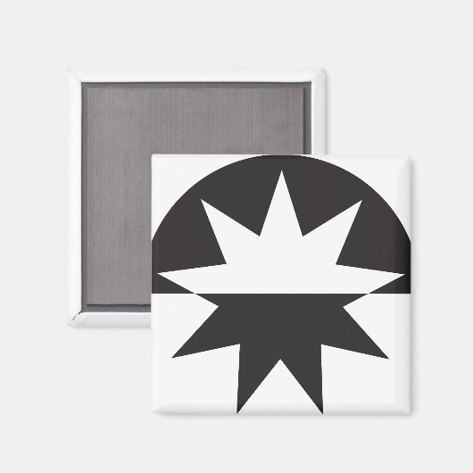 Black White Deco Star Sunburst Magneet (Voorkant / Achterkant)