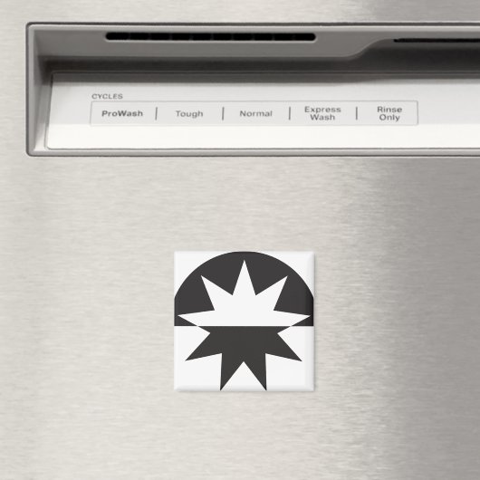 Black White Deco Star Sunburst Magneet (Insitu (Vaatwasser))