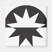 Black White Deco Star Sunburst Magneet (Voorkant)