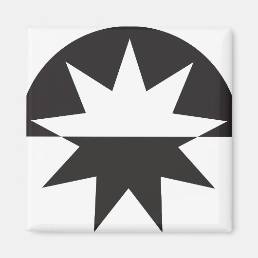 Black White Deco Star Sunburst Magneet (Voorkant)
