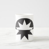 Black White Deco Star Sunburst Porselein Kop (Voorkant)