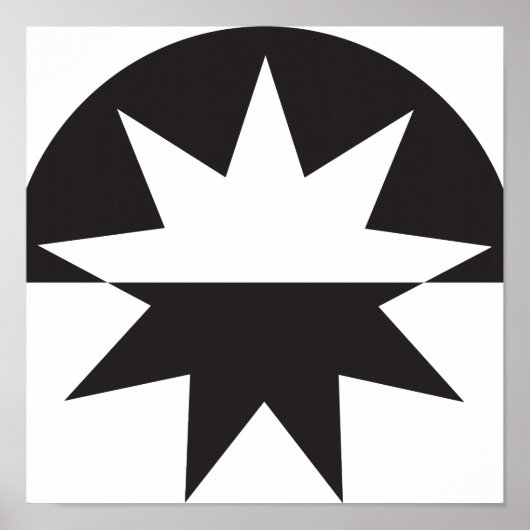 Black White Deco Star Sunburst Poster (Voorkant)